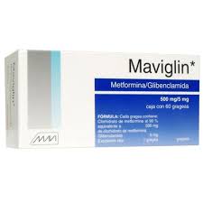 Maviglin 500mg  5mg 60 Caps (Metformin﻿) Metformina, Glibenc